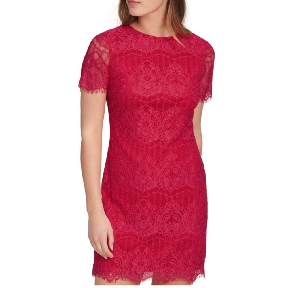 Kensie scallop lace sheath dress - NWT - fuchsia/hot pink -  size 12